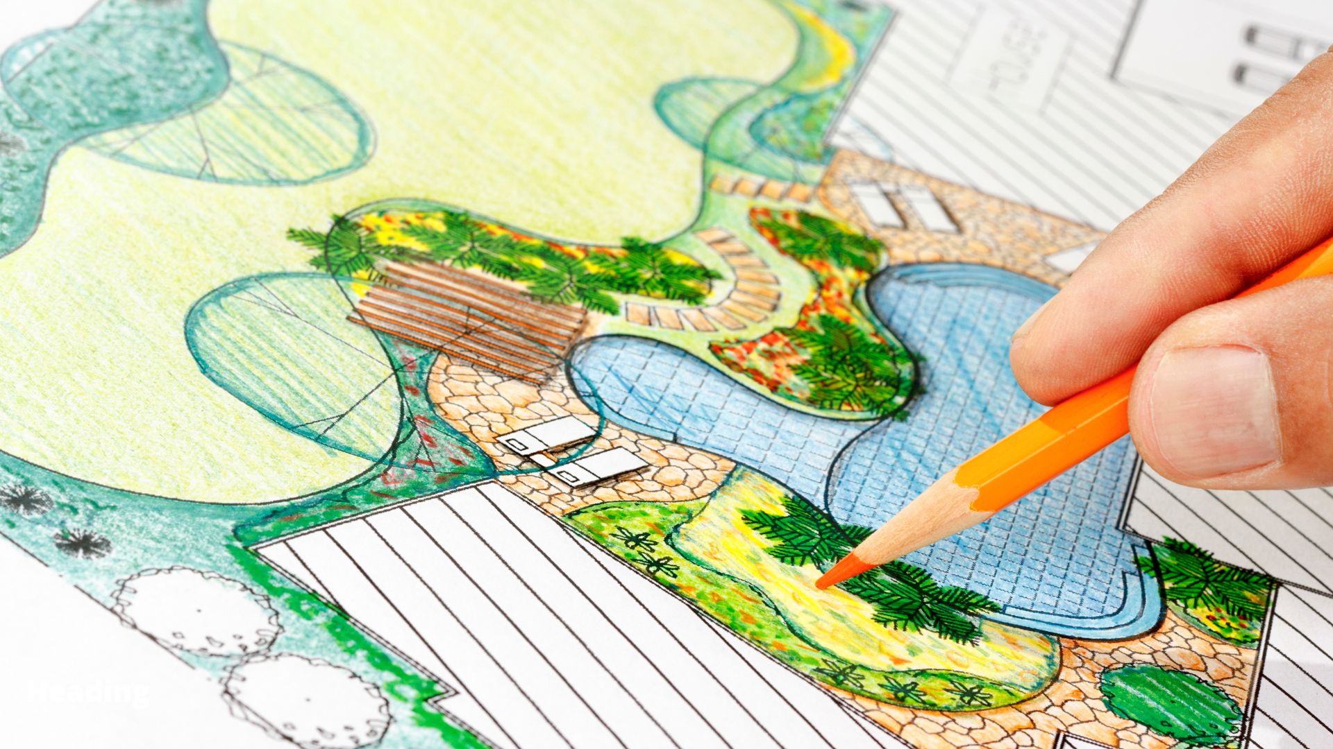 Photo of landscape design drawing.